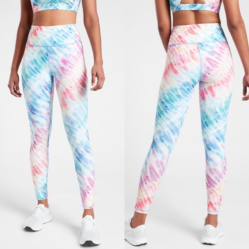 Athleta Love Proudly 7/8 Tight Leggings, Rainbow Running Yoga Workout S